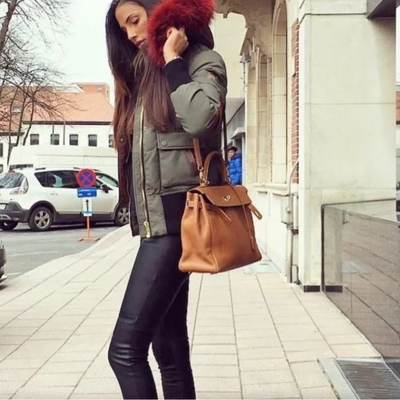 Nicole Benisti Fordham intarsia fur trim bomber sz S in great condition - Picture 3 of 15